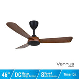 Vannus V3 3B/46 WALNUT Ceiling Fan 3 Blades 46" DC Motor Walnut | TBM Online