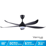 Vannus GRAND LUNA 5B/60 LED MATT BLACK Ceiling Fan 5 Blades 60 Inch LED Matt Black | TBM Online