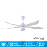 Vannus GRAND LUNA 5B/60 LED MATT WHITE Ceiling Fan 5 Blades 60 Inch LED Matt White | TBM Online