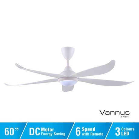 Vannus GRAND LUNA 5B/60 LED MATT WHITE Ceiling Fan 5 Blades 60 Inch LED Matt White | TBM Online