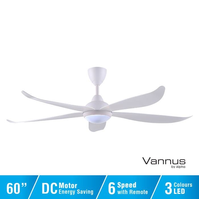 Vannus GRAND LUNA 5B/60 LED MATT WHITE Ceiling Fan 5 Blades 60 Inch LED Matt White | TBM Online