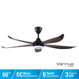 Vannus GRAND LUNA 5B/60 LED WALNUT MATT BLACK Ceiling Fan 5 Blades 60 Inch LED Walnut Matt Black | TBM Online