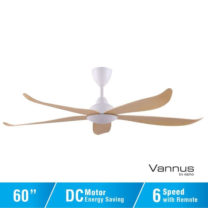 Vannus GRAND LUNA 5B/60 MAPLE MATT WHITE Ceiling Fan 5 Blades 60 Inch Maple Matt White | TBM Online