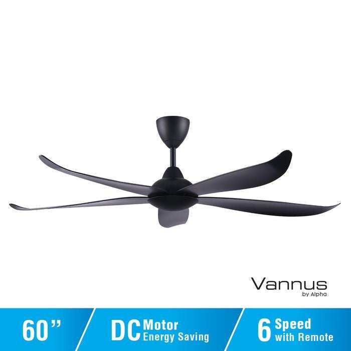 Vannus GRAND LUNA 5B/60 MATT BLACK Ceiling Fan 5 Blades 60 Inch Matt Black | TBM Online