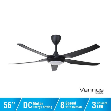 Vannus IRIZ 5B/56 LED MATT BLACK Ceiling Fan 5 Blades 56 Inch LED Motor DC Matt Black | TBM Online