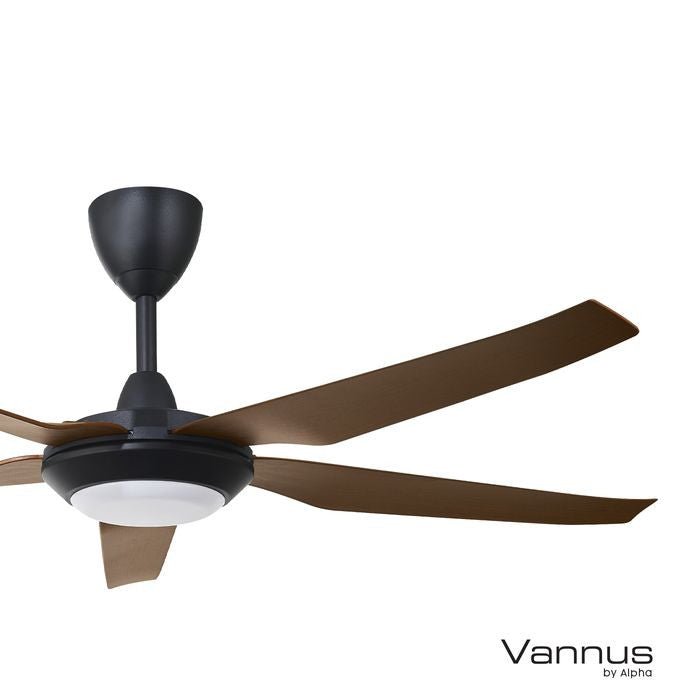 Vannus IRIZ 5B/56 LED WALNUT MATT BLACK Ceiling Fan 5 Blades 56 Inch LED Motor DC Walnut Matt Black | TBM Online