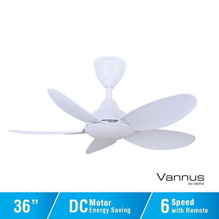 Vannus LUNA 5B/36 MATT WHITE 36" Ceiling Fan 5 Blades Matt White | TBM Online