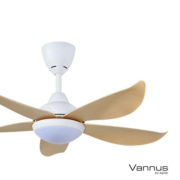 Vannus LUNA 5B/40 LED MATT WHITE MAPLE 40" Ceiling Fan With LED 5 Blades Matt White Maple | TBM Online