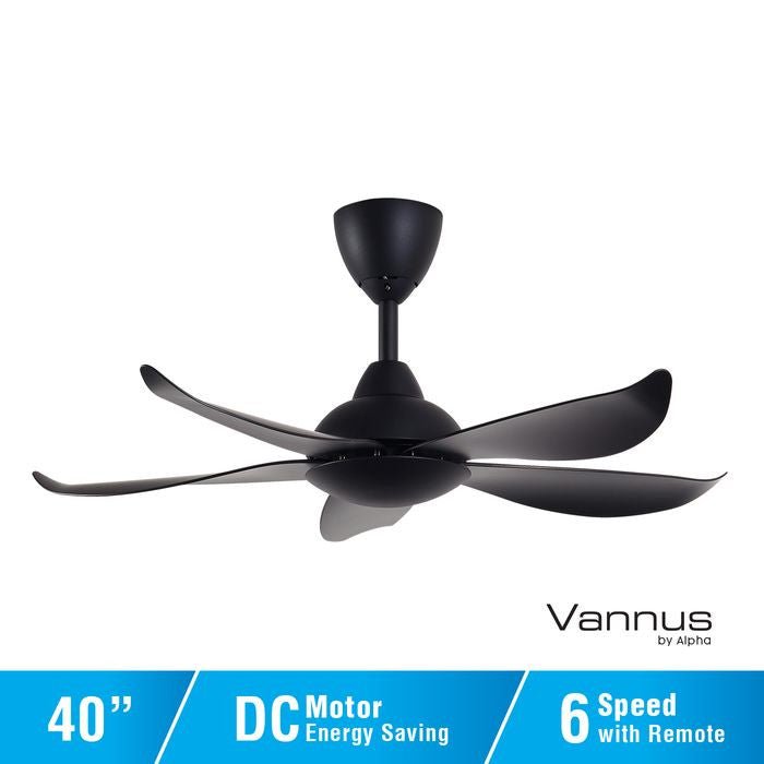 Vannus LUNA 5B/40 MATT BLACK 40" Ceiling Fan 5 Blades Matt Black | TBM Online