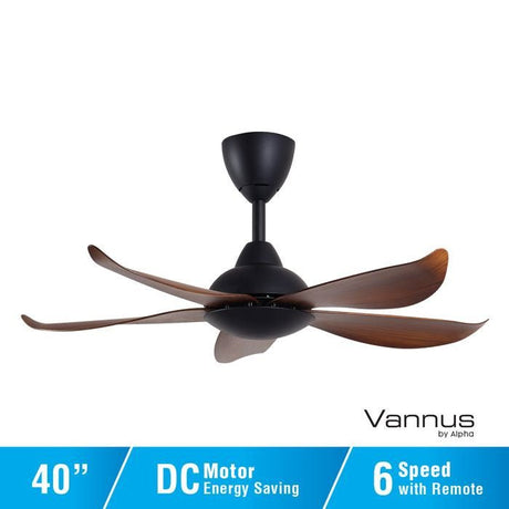 Vannus LUNA 5B/40 MATT BLACK WALNUT 40" Ceiling Fan 5 Blades Matt Black Walnut | TBM Online