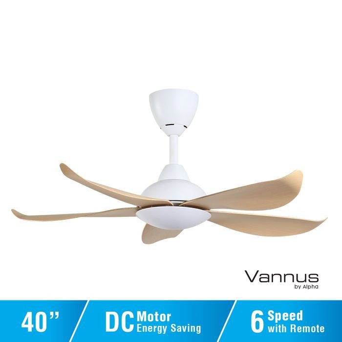 Vannus LUNA 5B/40 MATT WHITE MAPLE 40" Ceiling Fan 5 Blades Matt White Maple | TBM Online