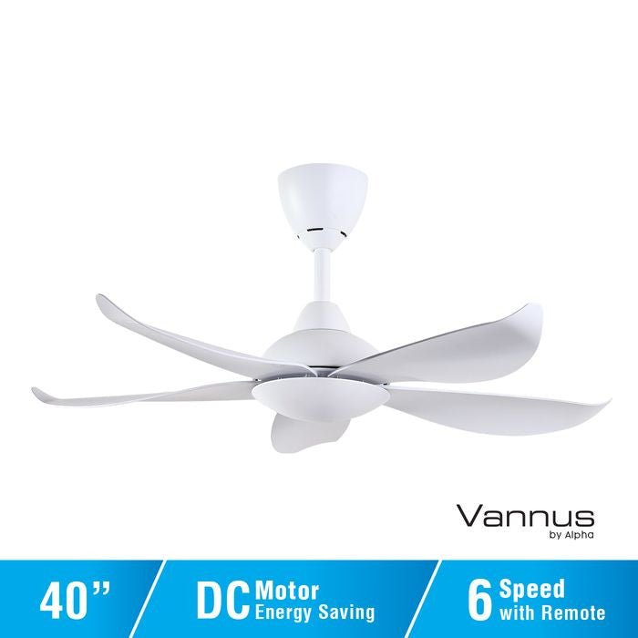 Vannus LUNA 5B/40 MATT WHITE 40" Ceiling Fan 5 Blades Matt White | TBM Online