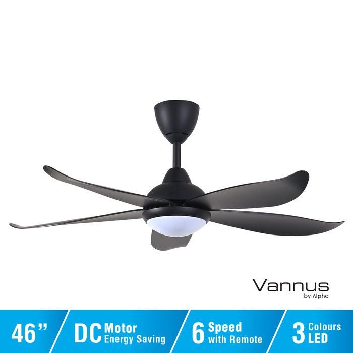 Vannus LUNA 5B/46 LED MATT BLACK 46" Ceiling Fan 5 Blades Matt Black | TBM Online