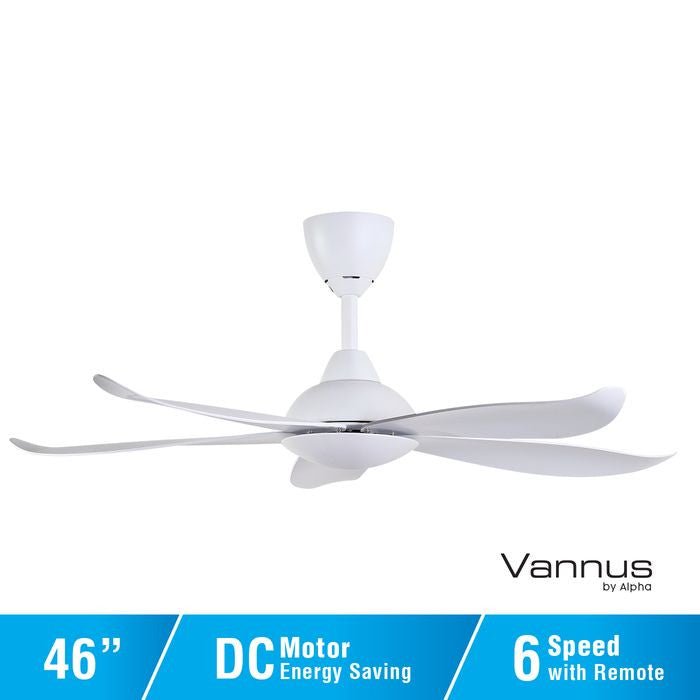 Vannus LUNA 5B/46 MATT WHITE 46" Ceiling Fan 5 Blades Matt White | TBM Online