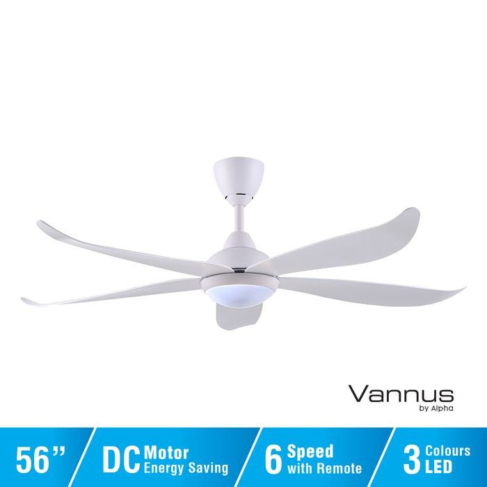 Vannus LUNA 5B/56 LED MATT WHITE 56" Ceiling Fan 5 Blades LED Matt White | TBM Online