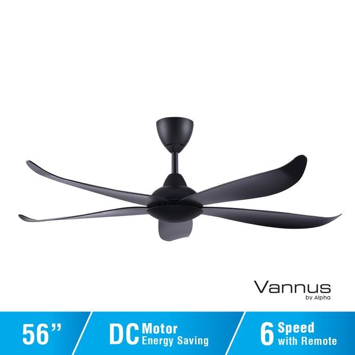 Vannus LUNA 5B/56 MATT BLACK 56" Ceiling Fan 5 Blades Matt Black | TBM Online