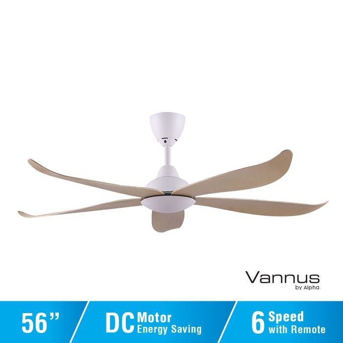 Vannus LUNA 5B/56 MATT WHITE MAPLE 56" Ceiling Fan 5 Blades Matt White Maple | TBM Online