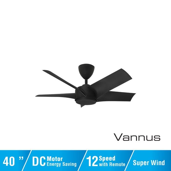 Vannus PRISTI 5B/40 MATT BLACK 5 Blades 40 Inch DC Motor Matt Black | TBM Online