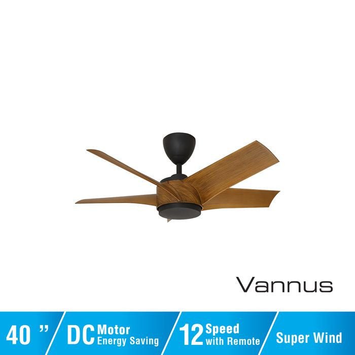 Vannus PRISTI 5B/40 WALNUT/MB 5 Blades 40 Inch DC Motor Walnut Matt Black | TBM Online