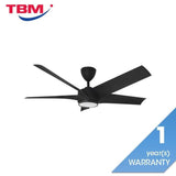 Vannus PRISTI 5B/52 LED MATT BLACK 5 Blades 52 Inch LED DC Motor Matt Black | TBM Online