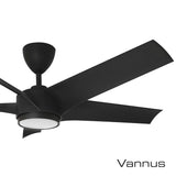 Vannus PRISTI 5B/52 LED MATT BLACK 5 Blades 52 Inch LED DC Motor Matt Black | TBM Online