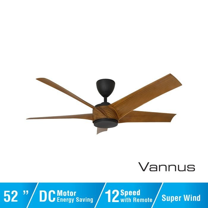 Vannus PRISTI 5B/52 WALNUT/MB 5 Blades 52 Inch DC Motor Walnut Matt Black | TBM Online