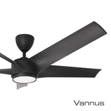 Vannus PRISTI 5B/56 LED MATT BLACK 5 Blades 56 Inch LED DC Motor Matt Black | TBM Online