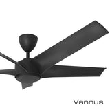 Vannus PRISTI 5B/56 MATT BLACK 5 Blades 56 Inch DC Motor Matt Black | TBM Online
