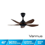 Alpha Vannus SENI-5B/40 WALNUT/MB Ceiling Fan 40" 5 Blades Walnut | TBM Online