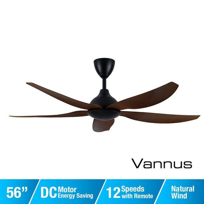 Alpha Vannus SENI-5B/56 WALNUT/MB Ceiling Fan 56" 5 Blades Walnut | TBM Online