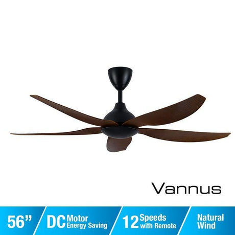 Alpha Vannus SENI-5B/56 WALNUT/MB Ceiling Fan 56" 5 Blades Walnut | TBM Online