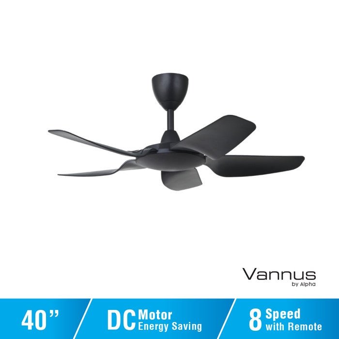 Vannus IRIZ 5B/40 MATT BLACK Ceiling Fan 5 Blades 40 Inch Motor DC Matt Black | TBM Online