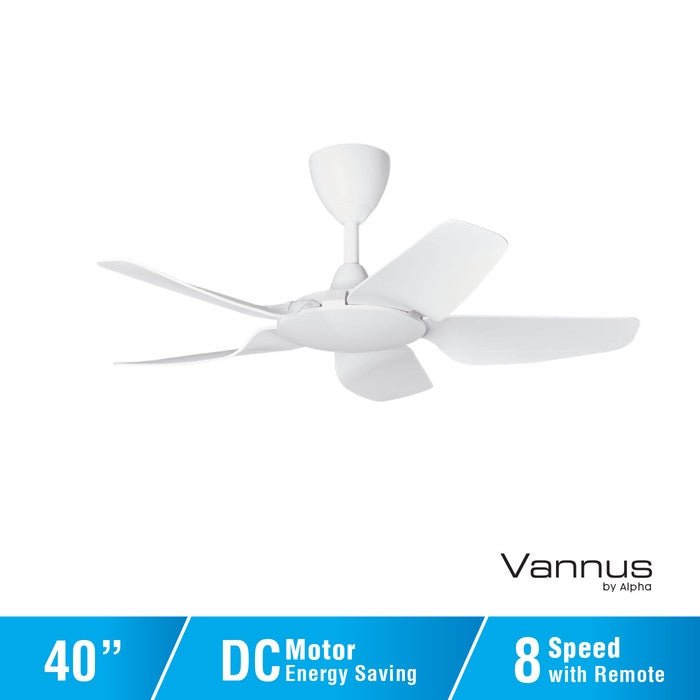 Vannus IRIZ 5B/40 MATT WHITE Ceiling Fan 5 Blades 40 Inch Motor DC Matt White | TBM Online