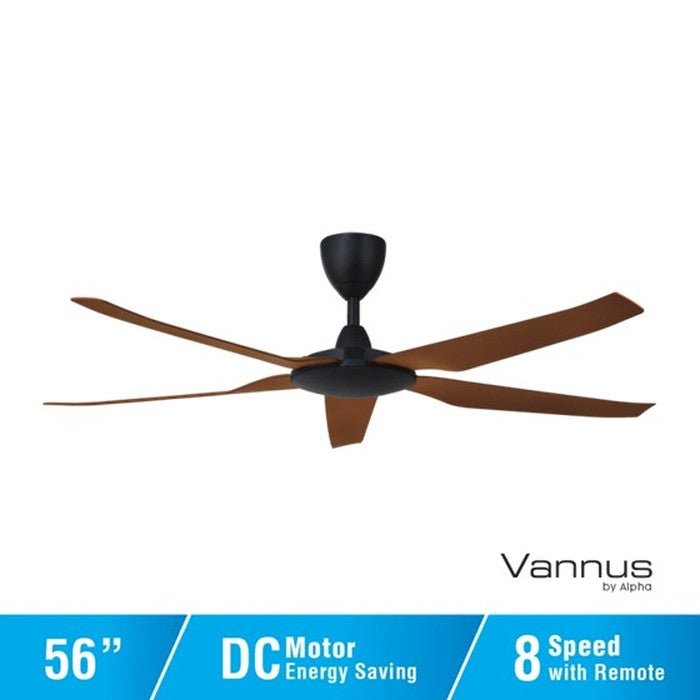 Vannus IRIZ 5B/56 WALNUT MATT BLACK Ceiling Fan 5 Blades 56 Inch Motor DC Walnut Matt Black | TBM Online