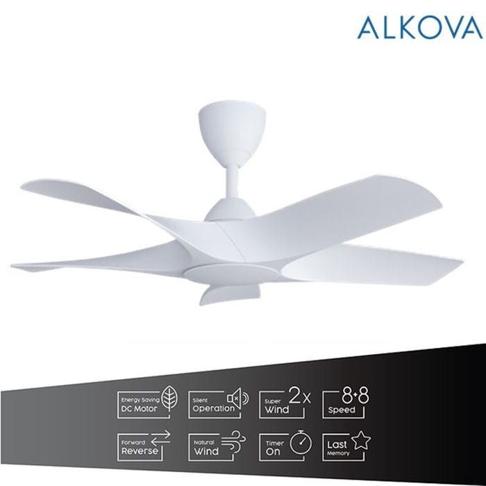 Alkova AXIS 5B/42 MATT WHITE Ceiling Fan 42" 5 Blades Matt White | TBM Online