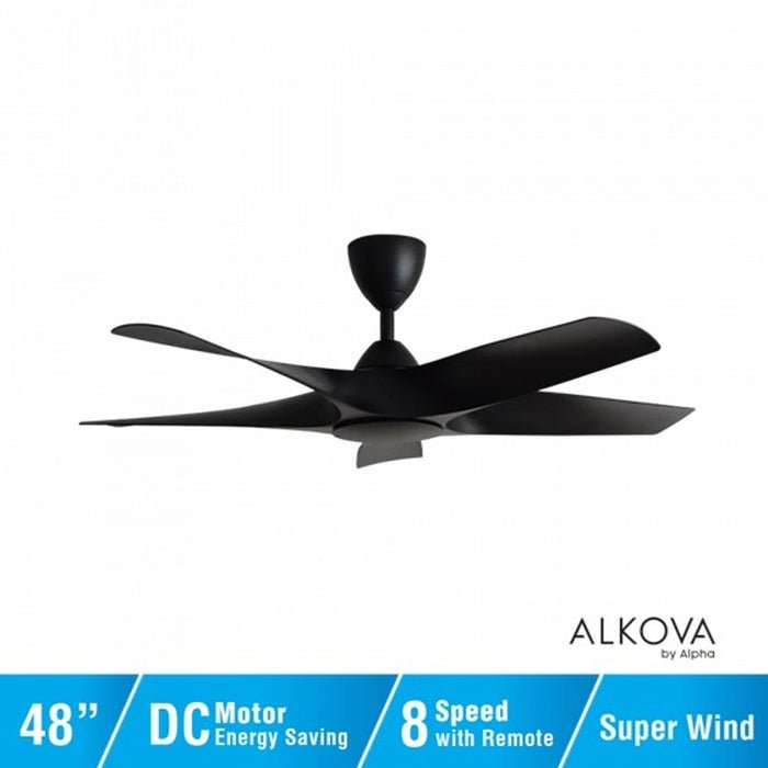 Alkova AXIS 5B/48 MATT BLACK Ceiling Fan 48" 5 Blades Matt Black | TBM Online