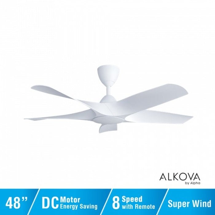 Alkova AXIS 5B/48 MATT WHITE Ceiling Fan 48" 5 Blades Matt White | TBM Online