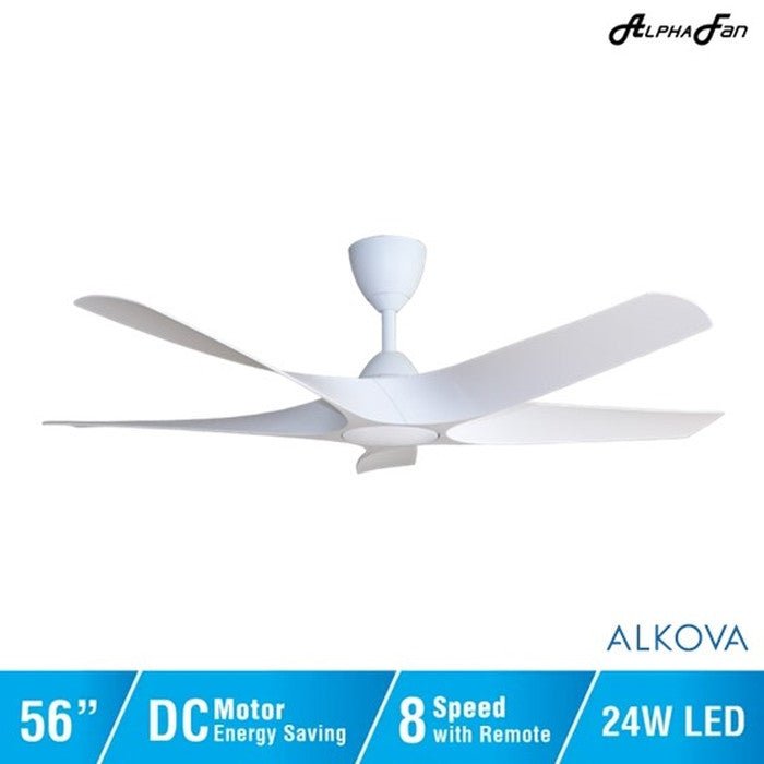 Alkova AXIS 5B/56 LED MATT WHITE Ceiling Fan 56" 5 Blades LED Matt White | TBM Online