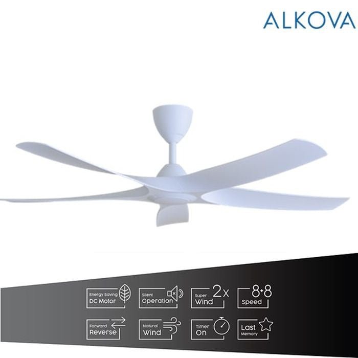 Alkova AXIS 5B/56 MATT WHITE Ceiling Fan 56" 5 Blades Matt White | TBM Online