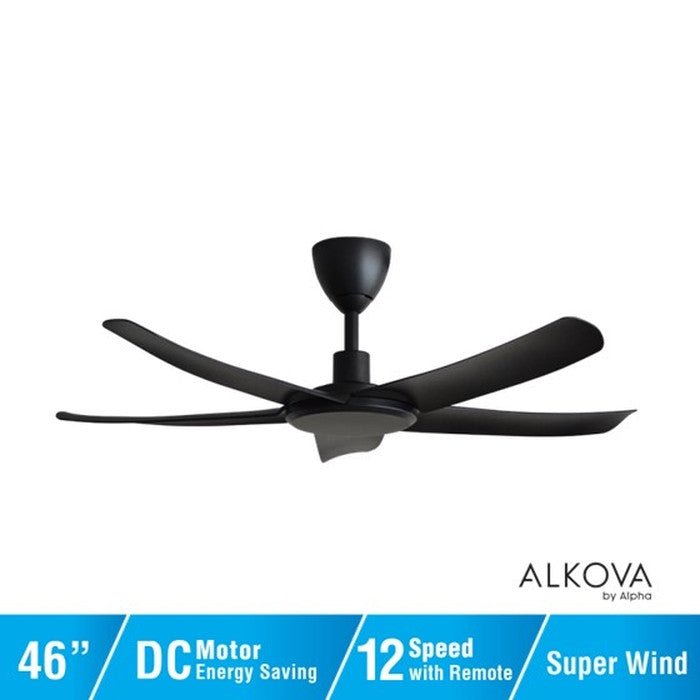 Alkova PAZION G2 5B/46 MATT BLACK Ceiling Fan 5 Blades 46 Inch Matt Black | TBM Online
