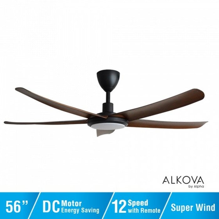 Alkova PAZION G2-5B/56 LED WALNUT/MB Ceiling Fan 5 Blades 56" LED Walnut/Matt Black | TBM Online