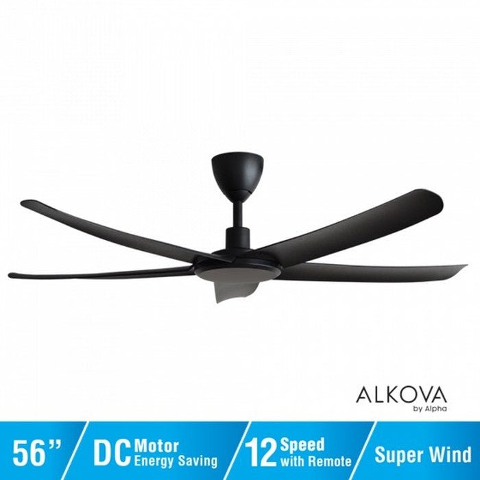 Alkova PAZION G2 5B/56 MATT BLACK Ceiling Fan 5 Blades 56 Inch Matt Black | TBM Online