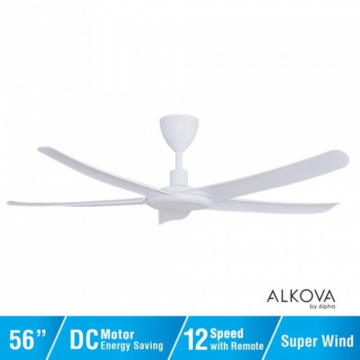 Alkova PAZION G2 5B/56 MATT WHITE Ceiling Fan 5 Blades 56 Inch Matt White | TBM Online