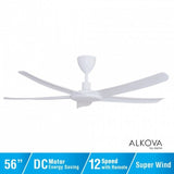 Alkova PAZION G2 5B/56 MATT WHITE Ceiling Fan 5 Blades 56 Inch Matt White | TBM Online
