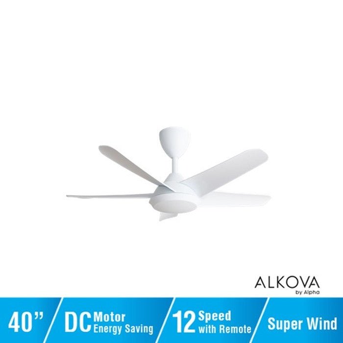 Alkova RACER 5B/40 MATT WHITE Ceiling Fan 40" 5 Blades Matt White | TBM Online