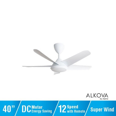 Alkova RACER 5B/40 MATT WHITE Ceiling Fan 40" 5 Blades Matt White | TBM Online
