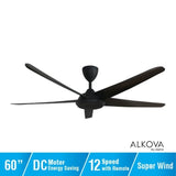 Alkova RACER 5B/60 MATT BLACK Ceiling Fan 60" 5 Blades Matt Black | TBM Online