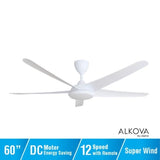Alkova RACER 5B/60 MATT WHITE Ceiling Fan 60" 5 Blades Matt White | TBM Online