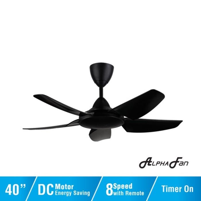 Alpha AX666 (DC) 5B/40 BLACK Ceiling Fan 40" 5 Blades With DC Motor Black | TBM Online