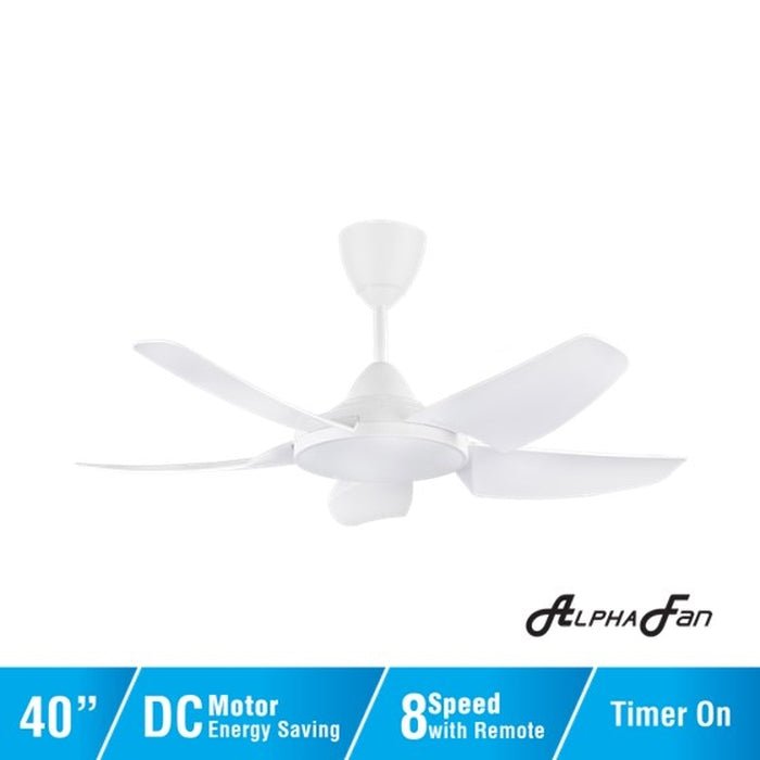 Alpha AX666 (DC) 5B/40 WHITE Ceiling Fan 40" 5 Blades With DC Motor White | TBM Online
